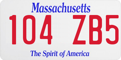 MA license plate 104ZB5