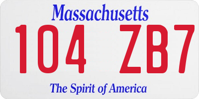 MA license plate 104ZB7