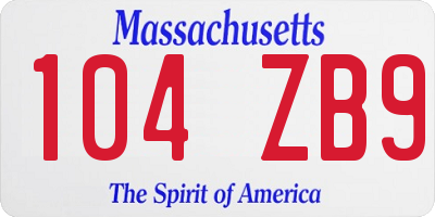 MA license plate 104ZB9