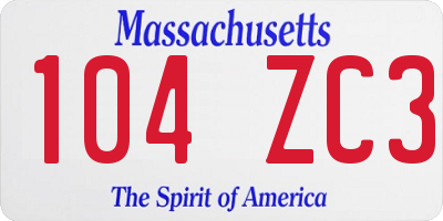 MA license plate 104ZC3