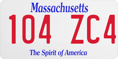 MA license plate 104ZC4