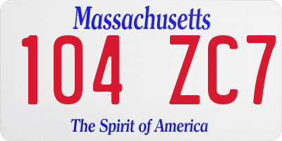 MA license plate 104ZC7