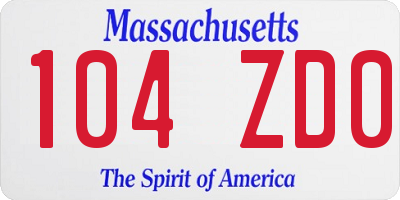 MA license plate 104ZD0