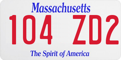 MA license plate 104ZD2