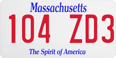 MA license plate 104ZD3