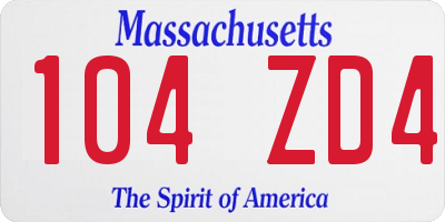 MA license plate 104ZD4