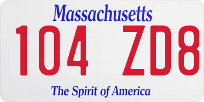 MA license plate 104ZD8