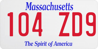 MA license plate 104ZD9
