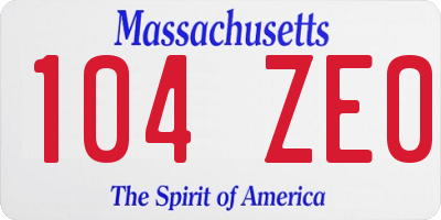 MA license plate 104ZE0