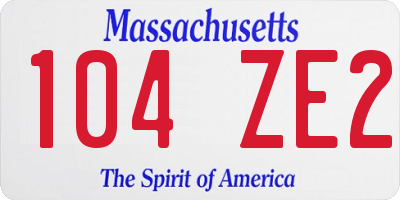 MA license plate 104ZE2