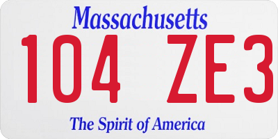 MA license plate 104ZE3