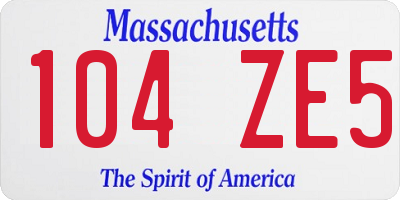 MA license plate 104ZE5