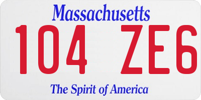 MA license plate 104ZE6