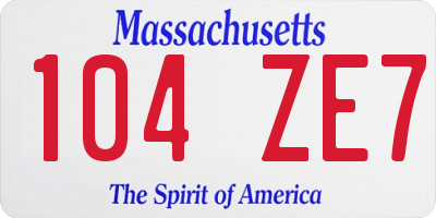 MA license plate 104ZE7