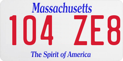 MA license plate 104ZE8