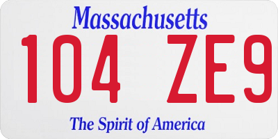MA license plate 104ZE9