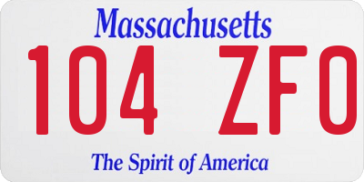 MA license plate 104ZF0