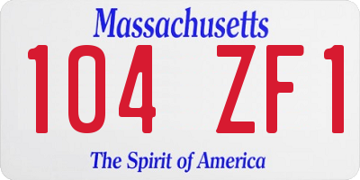 MA license plate 104ZF1