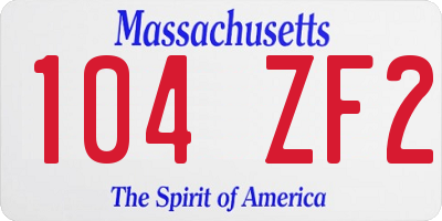 MA license plate 104ZF2