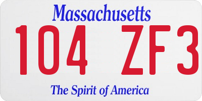 MA license plate 104ZF3