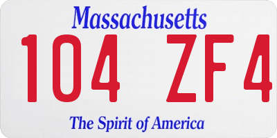MA license plate 104ZF4