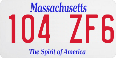 MA license plate 104ZF6