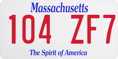 MA license plate 104ZF7