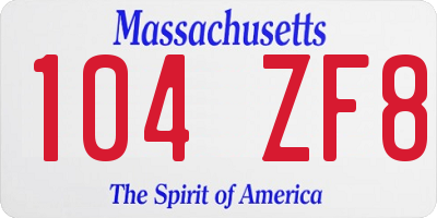 MA license plate 104ZF8
