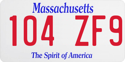 MA license plate 104ZF9