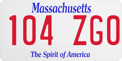 MA license plate 104ZG0