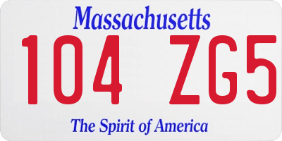 MA license plate 104ZG5