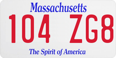 MA license plate 104ZG8