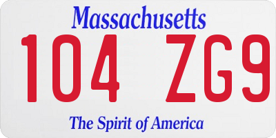 MA license plate 104ZG9
