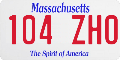 MA license plate 104ZH0