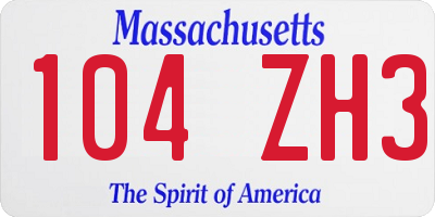 MA license plate 104ZH3