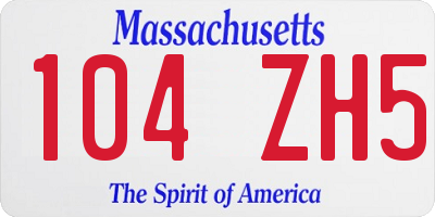 MA license plate 104ZH5