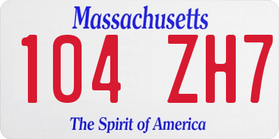 MA license plate 104ZH7
