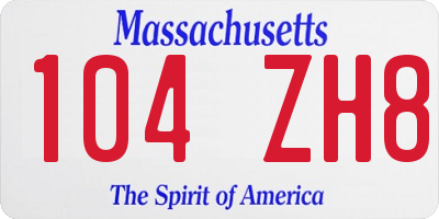 MA license plate 104ZH8