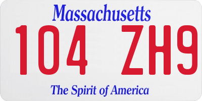 MA license plate 104ZH9