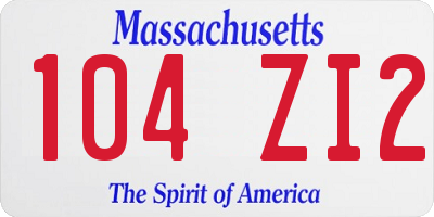 MA license plate 104ZI2