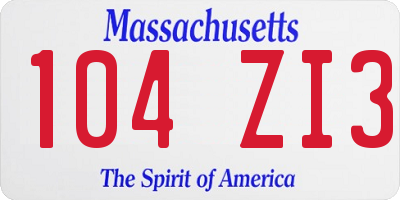 MA license plate 104ZI3