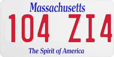 MA license plate 104ZI4
