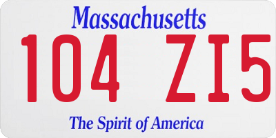 MA license plate 104ZI5