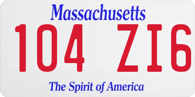 MA license plate 104ZI6