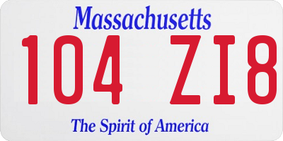 MA license plate 104ZI8
