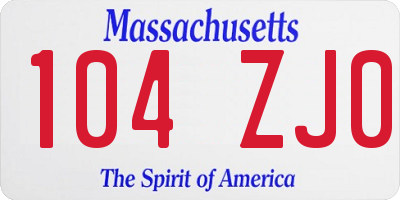MA license plate 104ZJ0