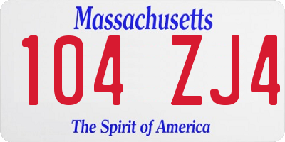 MA license plate 104ZJ4