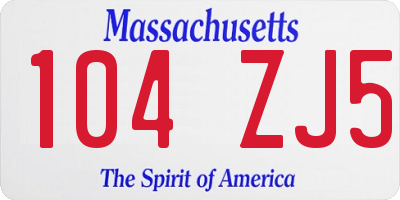 MA license plate 104ZJ5