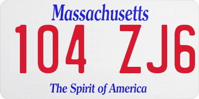 MA license plate 104ZJ6