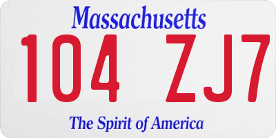 MA license plate 104ZJ7